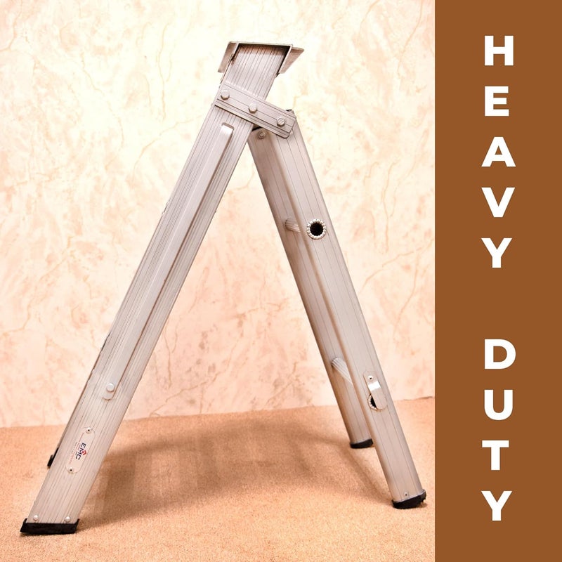 EMC Dual Purpose Aluminium 3 Step Ladder - Heavy Duty, 250 kg Capacity, Slip-Resistant Steps, Safety Lock, Compact Size - 1.54 Meter - Image 2